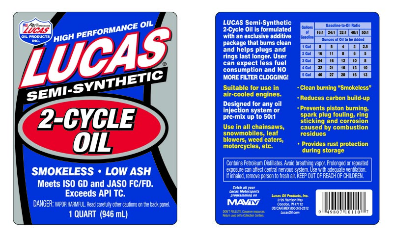 Semi Synthetic 2-Cycle Oil 1 quart label