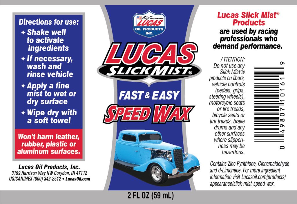 Slick Mist Speed Wax 2oz label